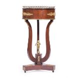 Neoclassical-Style Brass and Bronze-Mounted Mahogany Jardiniere, 20th c., shaped brass gallery,