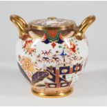 Spode "Imari" Porcelain Covered Jar or Ice Pail, 19th c., lid and body marked in red with pattern