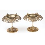 Pair of Tiffany & Co. Makers Georgian Revival Sterling Silver Gilt Tazzas, c. 1905, designed by