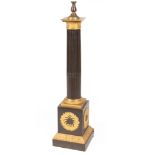 Neoclassical-Style Gilt and Patinated Bronze Lamp, fluted column, on tall plinth, h. (to socket)