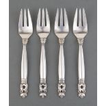 Twelve Georg Jensen "Acorn" Sterling Silver Salad Forks, l. 6 1/2 in., wt. 20 troy ozs