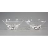 Pair of Steuben Glass "Floret" Bowls, etched marks, model #8059, designed 1954 by Donald Pollard, h.
