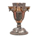 Italian Carved and Polychromed Urn, with putto and foliate design, h. 17 3/4 in., w. 13 3/4 in.,