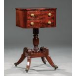 American Classical Carved Mahogany Work Table, c. 1820, Philadelphia, labeled "Philadelphia...