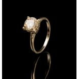 14 kt. Yellow Gold and Diamond Solitaire Ring, set with full cut diamond, approx. 1.00 ct., J-K