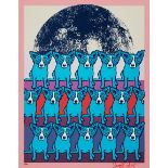 George Rodrigue (American/Louisiana, 1944-2013), "Codex Blue Dog", 1991, silkscreen, signed lower