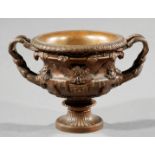 Grand Tour Bronze Warwick Vase, h. 7 1/2 in., w. 11 in., d. 7 3/4 in