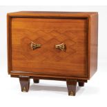Continental Art Deco Brass-Mounted Parquetry and Fruitwood Drinks Cabinet, c. 1925, revolving door