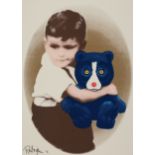 George Rodrigue (American/Louisiana, 1944-2013), "Baby George and Boogie Bear", 1995, silkscreen,