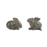 Mark Rossi (American, b. 1952), "Pair of Baby Cottontails", bronze, both signed on underside, h. 2