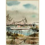 Adolph Kronengold (American/New Orleans, 1900-1986), "Shrimp Boat", watercolor on paper, signed