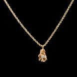 14 kt. Yellow Gold Rope Chain with Gold Nugget Pendant