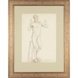 Continental School, 20th c ., "Nude Study", graphite on paper, signed "Reneé Descroix" lower