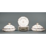 Bloor Derby Armorial Porcelain Partial Dinner Service, c. 1820-1840, with bishop's mitre crest,