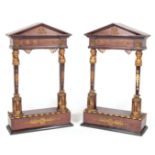 Pair of Decorative Empire-Style Carved Mahogany and Bronze Brackets, each in the form of classical