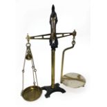Antique English Brass and Cast Iron Stone Scale, 19th c., marked "BRISTOL PARNAU", h. 33 1/2 in., w.