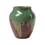 Newcomb College Art Pottery Vase, c. 1895-1897, hand thrown form, drip glaze, impressed marks "D",
