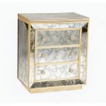 Hollywood Regency Mirror-Inset Chest of Drawers, mid-20th c., piano hinged top with mirrored