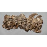 Frieze of Classical Busts, "bronze" patination, h. 21 in., w. 43 in., d. 2 1/2 in
