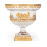 Neoclassical-Style Gilt Bronze-Mounted Cut Glass Compote, 19th c., mounted with beribd garlands