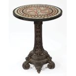 Continental Specimen Marble and Cast Iron Table, reticulated columnar standard with grapevine motif,