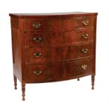 American Federal Mahogany Bowfront Chest, early 19th c., possibly Philadelphia, reeded stiles,