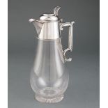 English Arts and Crafts Sterling Silver-Mounted Glass Claret Jug, Walter & Charles Sisson,