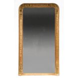 Louis Philippe Carved and Incised Giltwood Overmantel Mirror, mid-19th c., floral corners, incised