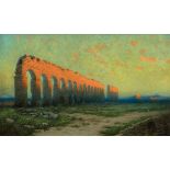 Milne Ramsey (American, 1847-1915), "Roman Aqueduct", oil on canvas, unsigned, "Adelson Galleries,