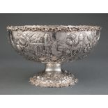 Kirk Sterling Silver Architectural Repousse Footed Bowl, marked "S. KIRK & SON CO", 1896-1924, h.
