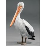 Decorative Painted Composite Figure of a Pelican, h. 35 in., w. 11 in., d. 22 in