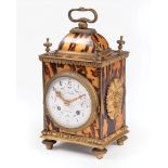 Swiss Tortoiseshell and Gilt Bronze Carriage Clock, early 20th c., dial marked "Gubelin/Lucerne", h.
