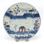 Chinese Export Imari Porcelain "Great Wall" Plate, 18th c., decorated with the crenellated, twisting