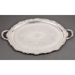 Good Group of English and American Silverplate Serving Trays, incl. circular gallery tray, Israel