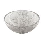 Josef Svarc Bohemian Cut Crystal "Thistles" Bowl, signed on base, h. 6 in., dia. 12 in