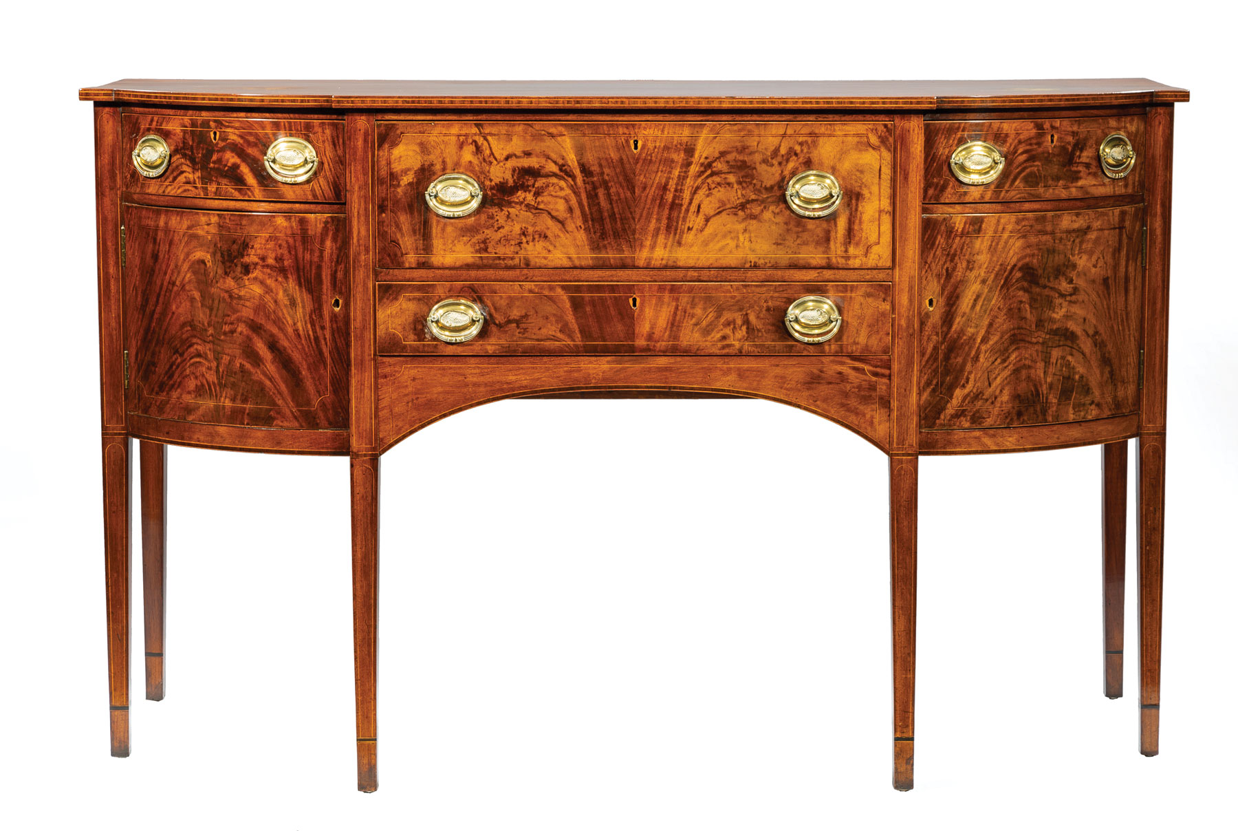 American Federal Inlaid Mahogany Sideboard, late 18th/early 19th c., shaped top, conforming case - Image 2 of 3