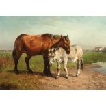 Henry Schouten (Belgian, 1867-1927), "Horse and Donkey", oil on canvas, signed lower right, signed