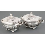 Pair of George III Sterling Silver Sauce Tureens, Robert Hennell I and Samuel Hennell, London, 1807,