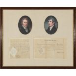 Rare Pair of Documents Signed by Explorers William Clark and Meriwether Lewis, the first, a