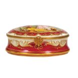Large Antique Sevres-Style Polychrome and Gilt Porcelain Dresser Box, late 19th c., hinged cover,