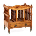 Regency Mahogany Canterbury, early 19th c., finialed turned stiles, slatted divider, frieze