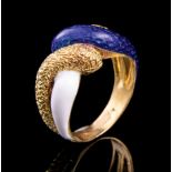 Cartier 18 kt. Yellow Gold and Blue Enamel Ring