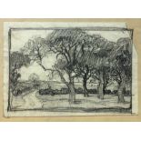 Ellsworth Woodward (American/Louisiana, 1861-1939), "Winding Road and Trees, Little Compton, Rhode