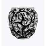 Lalique Molded Clear and Enameled Glass "Tourbillons" Vase, marked "Lalique France", h. 8 in.,