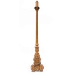 Continental Carved Giltwood Torchere, 19th c., fluted standard, tripartite base, electrified, h. (to