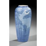 Newcomb College Art Pottery Vase, 1931, decorated by Sadie Irvine with relief-carved landscape in