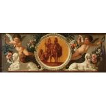 Continental School, 19th c ., "Tromp L'oeil Composition with Center Medallion, Putti and