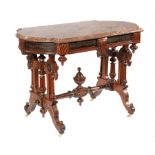 American Renaissance Gilt-Incised, Inlaid and Parcel Ebonized Walnut Center Table, late 19th c., New