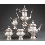 Gorham "Chantilly Duchess" Sterling Silver Coffee and Tea Service, date marks for 1956 and 1957,