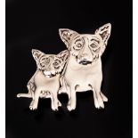 George Rodrigue (American/Louisiana, 1944-2013), "Double Blue Dog Pin", "Pair of Blue Dog